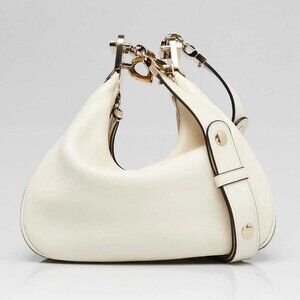 Gucci White Leather Vintage Web Small Attache Crossbody Bag